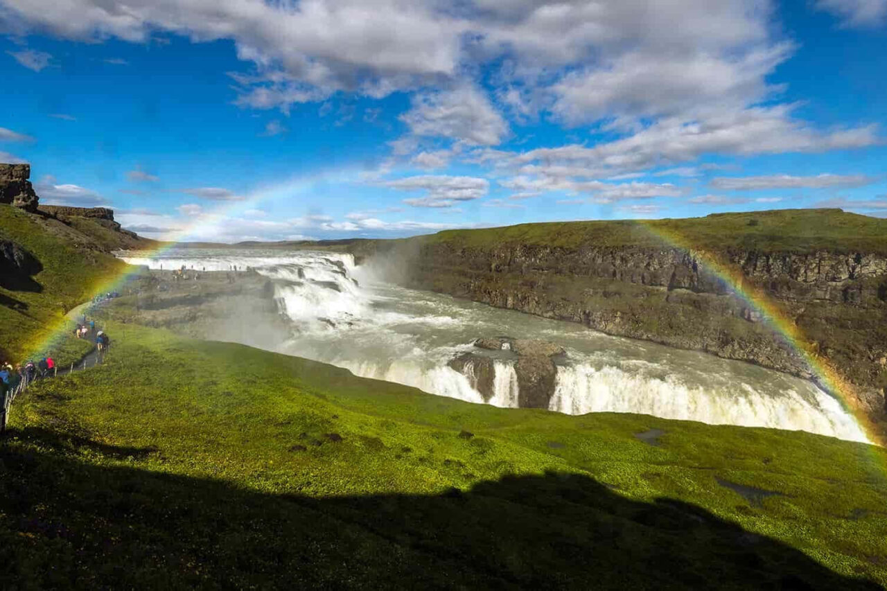 Gullfoss Waterfall with Rainbow Bliss Wallpaper | Background FREE ...