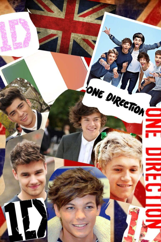 1 Direction Members with the Iconic UK Flag as a Backdrop Wallpaper