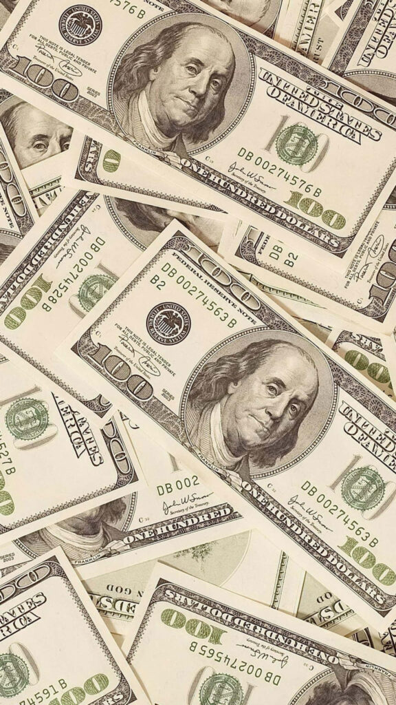 A Wealthy Mobile Wallpaper: A Stack of $100 Bills in Subtle Brown Hue