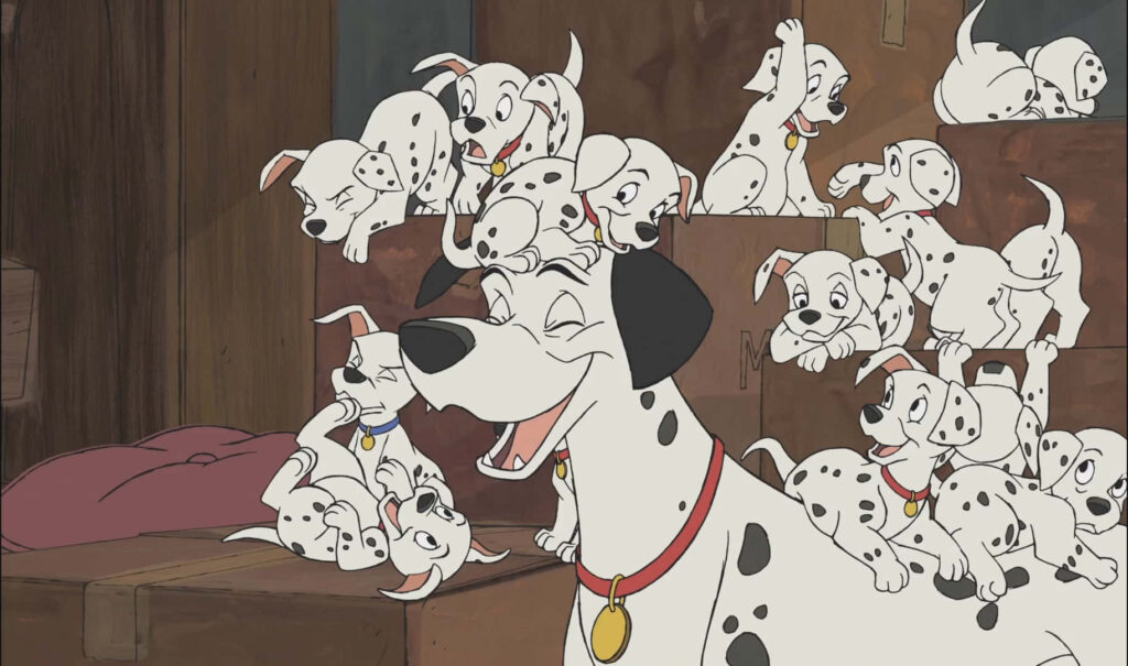 Heartwarming Family Portrait of 101 Dalmatian Puppies Wallpaper