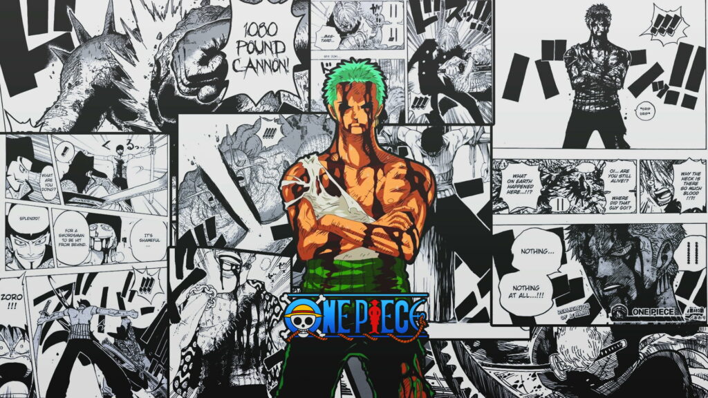 High-Definition Wallpaper featuring Roronoa Zoro from One Piece in 1080p Anime Resolution