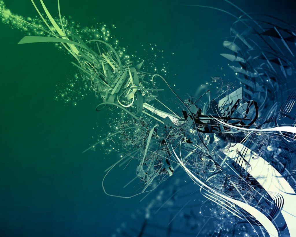 Stunning Abstract Green & Blue Wallpaper with Metallic Elements