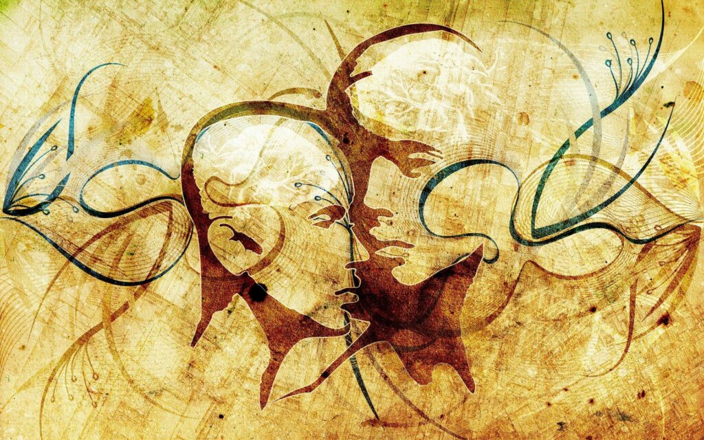 1920x1200 Abstract Wallpaper: Sketch Portrait in Brown Tones