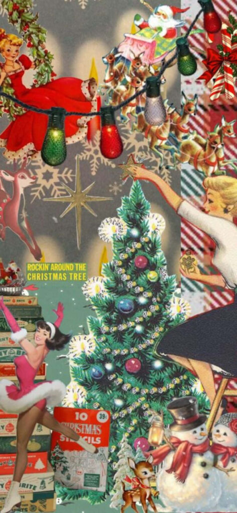 Cheerful 1950s Christmas Wallpaper - Retro Holiday Background