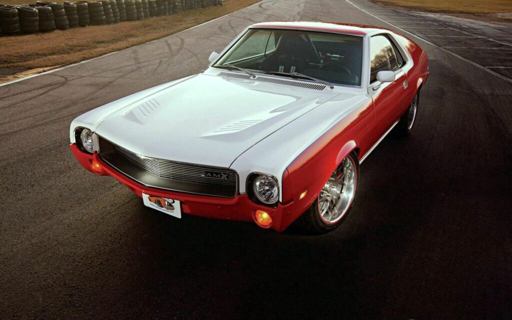 1969 AMC AMX Wallpaper: Classic American Muscle Car on Racetrack