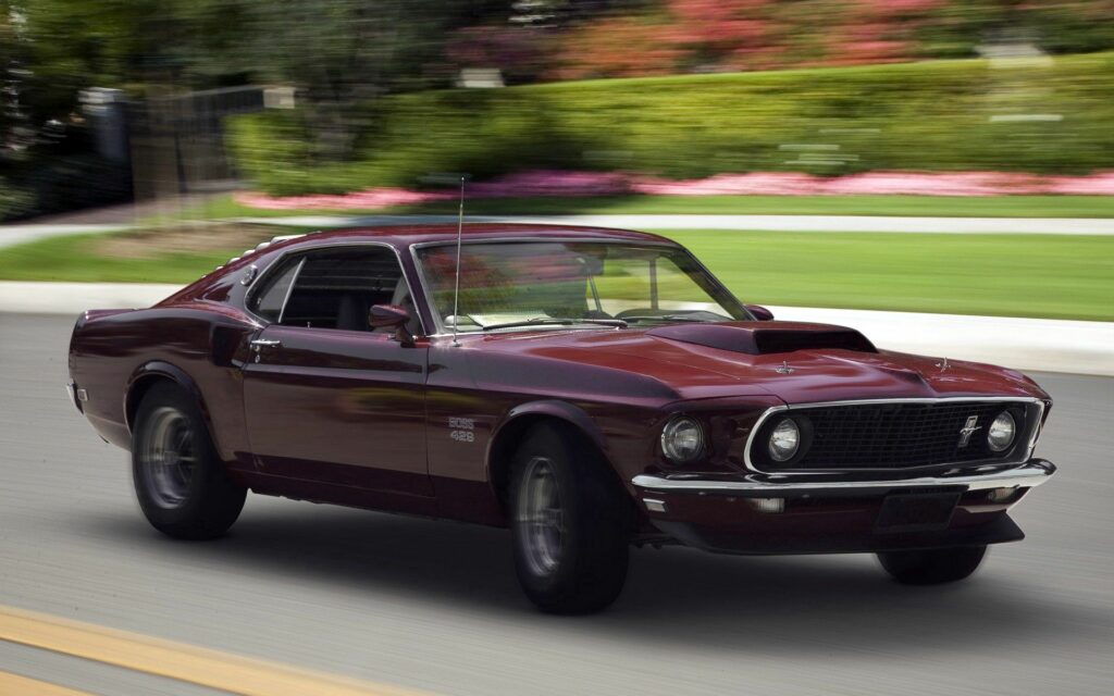 1969 Ford Boss 429 Mustang Fastback in Motion - Classic Muscle Wallpaper