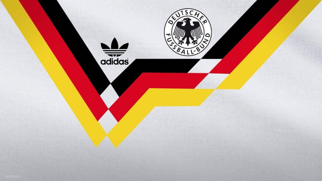 1990 Germany National Football Team wallpaper with Adidas trefoil DFB crest retro design