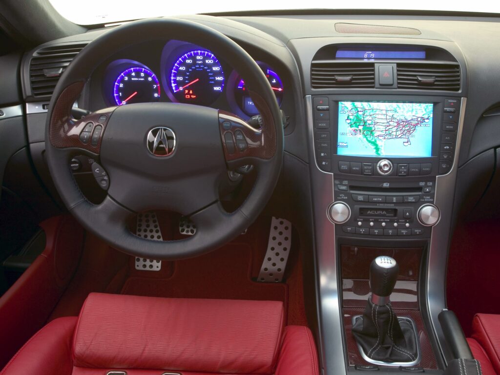 2003 Acura TL Concept Car Interior: Sleek Dashboard & Red Leather Seats Wallpaper