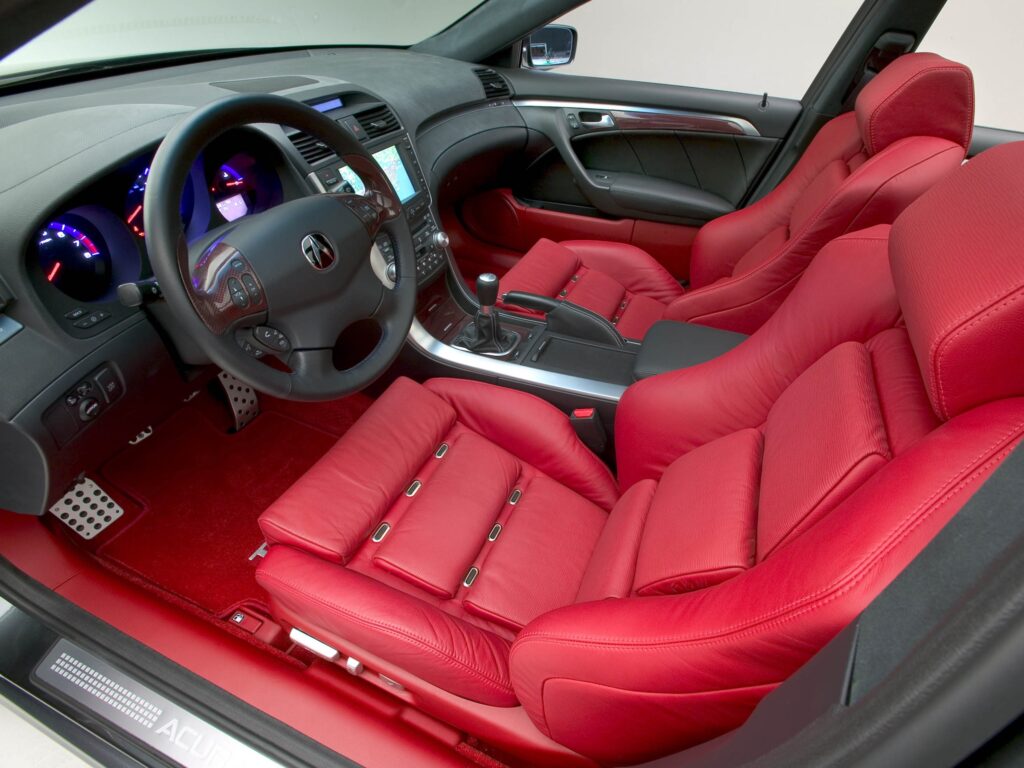 Luxurious 2003 Acura TL Concept Car Interior with Red Leather Seats Wallpaper