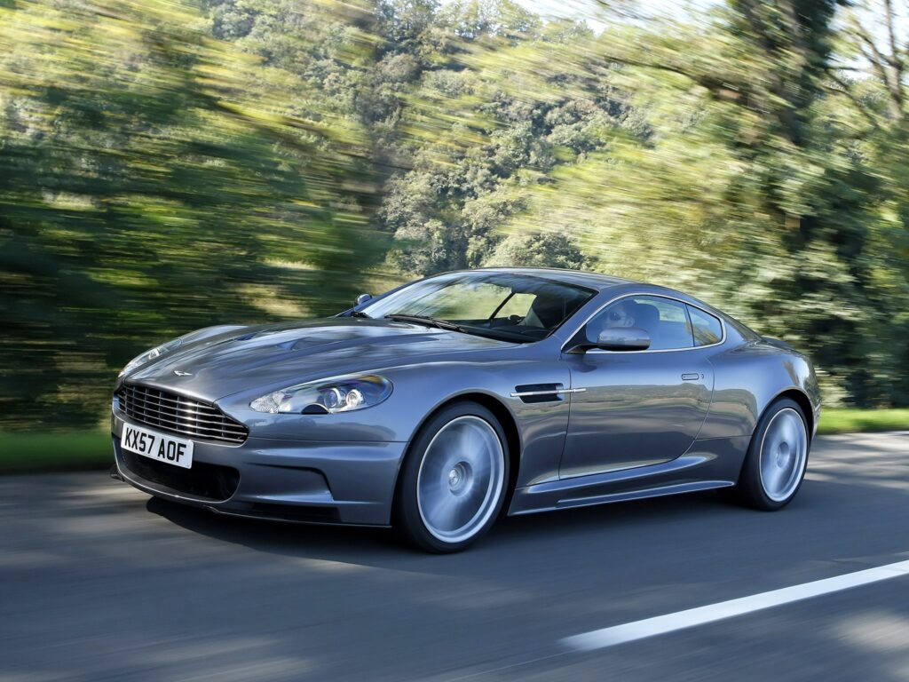 Elegant 2008 Aston Martin DBS Wallpaper: Dynamic Gray Sports Car Background