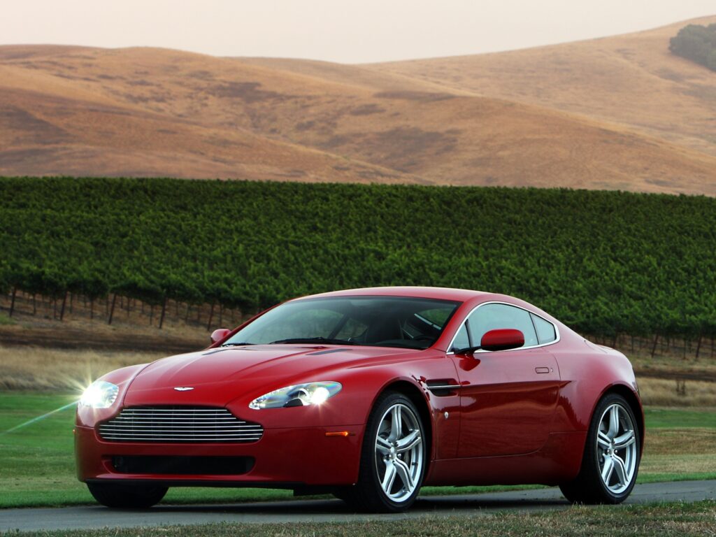 Stunning Red 2008 Aston Martin V8 Vantage Front Wallpaper