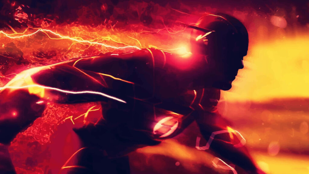 2017 Cool Flash superhero wallpaper with red and yellow lightning speed background vibrant