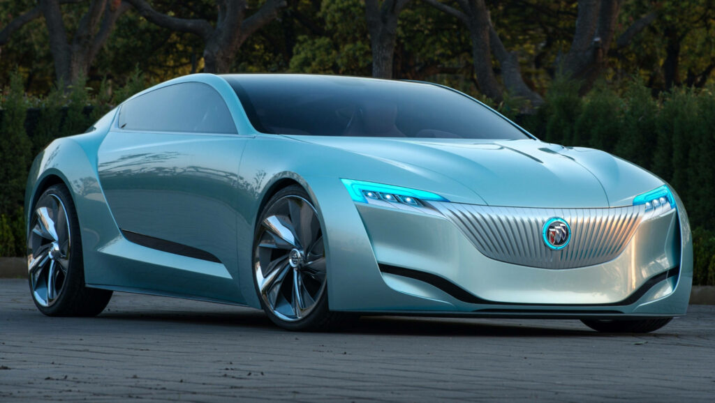 2019 Buick Riviera sleek design with LED lights and sculpted grille outdoor wallpaper background