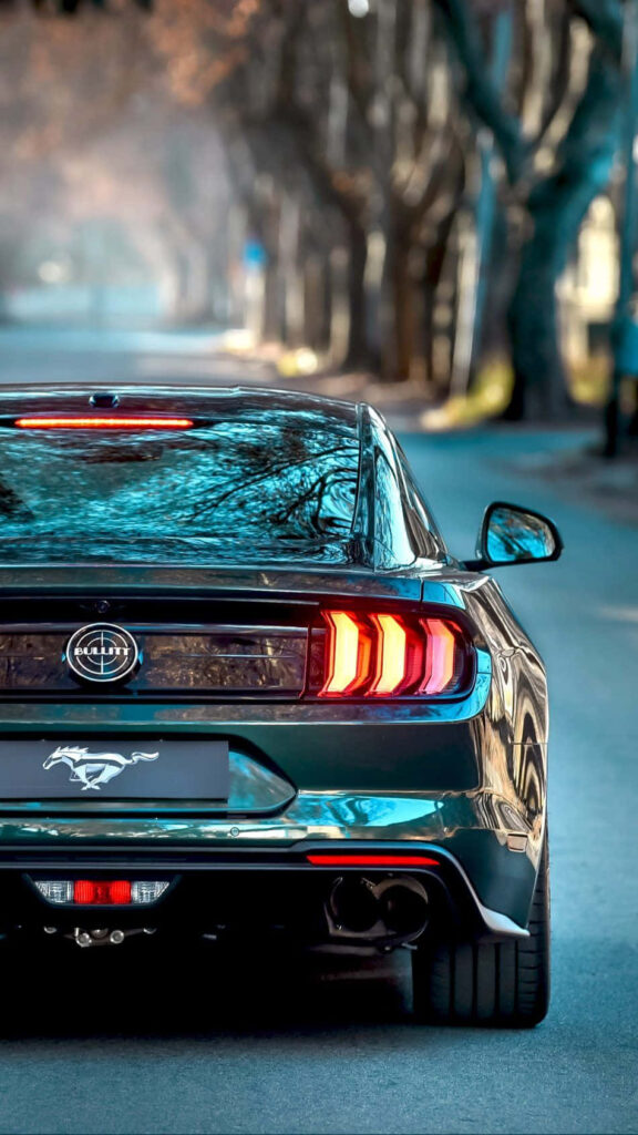 2019 Ford Mustang Bullitt Wallpaper: Sleek Rear Design on Urban Street