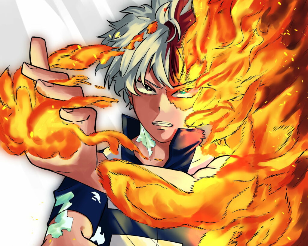 2K Quirk Flames: Embrace the Power of Shoto Todoroki in this QHD My Hero Academia Wallpaper