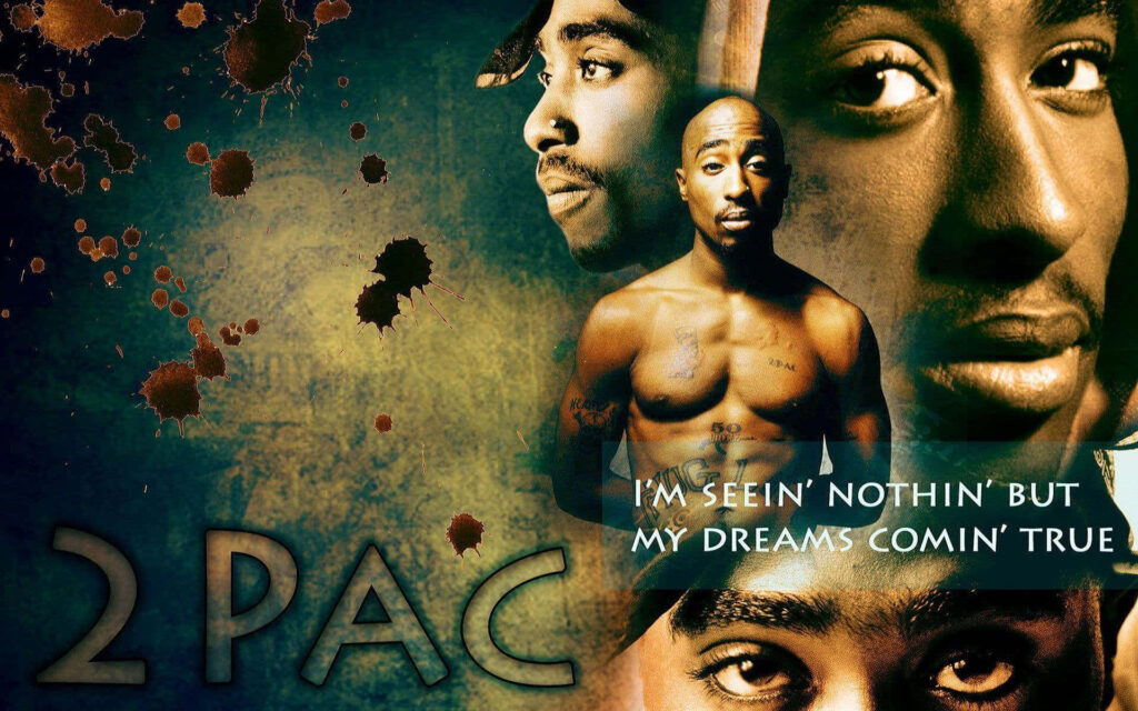 The Enduring Legacy: 2Pac's Intense Gaze Captured in High-Resolution, Reverberating Inspiration in the Music Industry Wallpaper