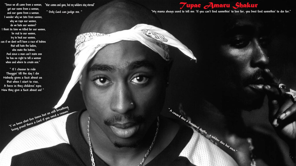 2Pac's Inspirational Encounters: A Captivating Wallpaper of Iconic Quotes