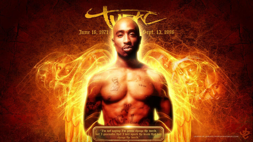 Paying Tribute to 2Pac: Red Wallpaper with Birth and Death Dates