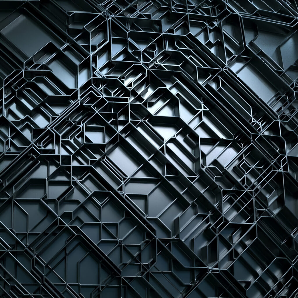 3000x3000 3D Geometric Wallpaper: Dark Intricate Design Background