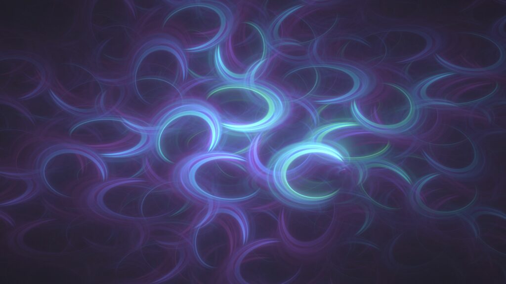 Mesmerizing Abstract Wallpaper: Glowing Rings in Blue, Purple & Green