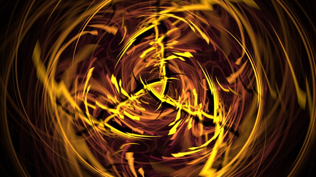 Dynamic Yellow & Brown Abstract Vortex Wallpaper - 3840x2160 Background