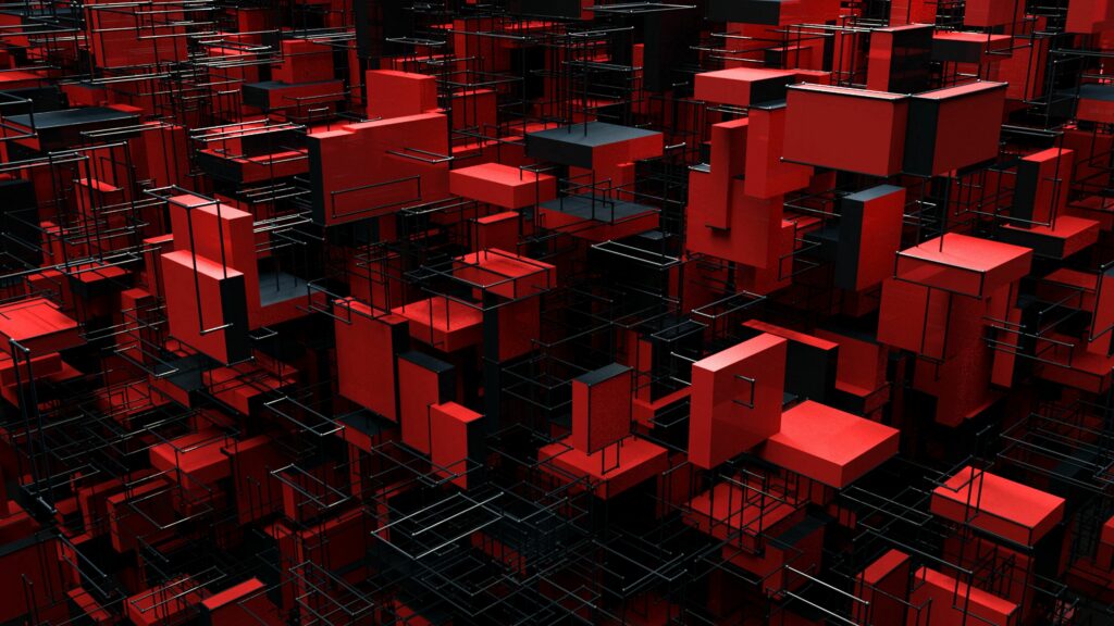 Red & Black Geometric 4K Wallpaper: Modern Abstract Structure