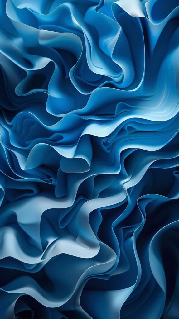 3D Blue Waves Abstract Wallpaper: Fluid Ocean-Inspired Background