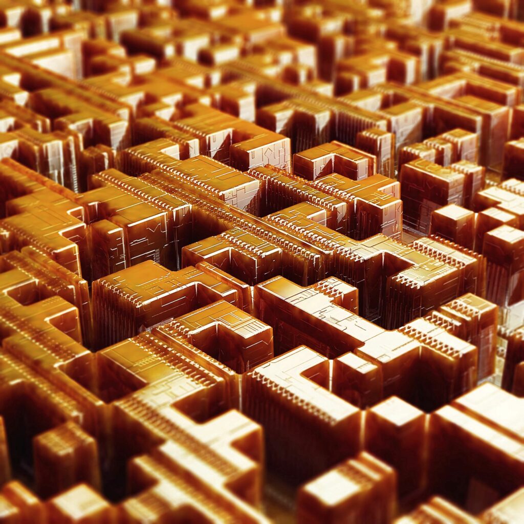 3D Abstract Brown Wallpaper: Intricate Geometric Design Background