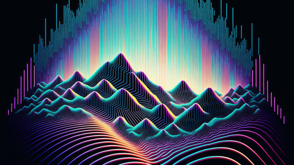 Vibrant 3D Abstract Neon Wallpaper - Futuristic Geometric Landscape
