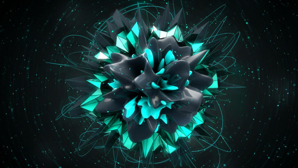 3D Abstract Turquoise & Black Wallpaper for Gamers – 1920x1080