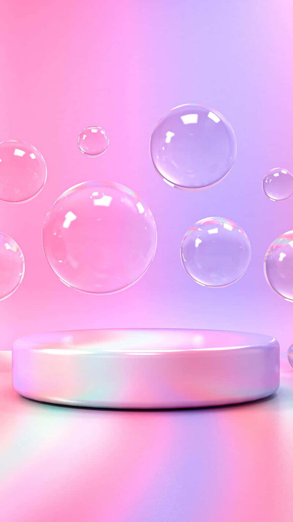 Vibrant 3D Abstract Wallpaper: Soft Pink & Blue Gradient Bubbles
