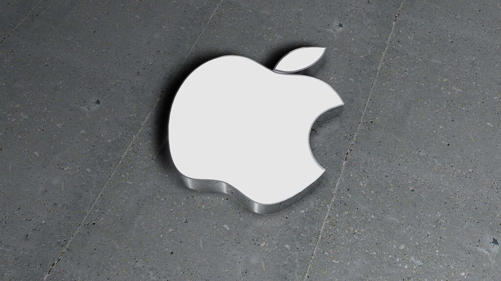 3D Apple Logo Wallpaper on Textured Concrete - 1920x1080 HD