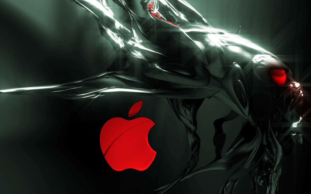 Futuristic 3D Apple iPhone Logo Wallpaper: Alien-Themed Background