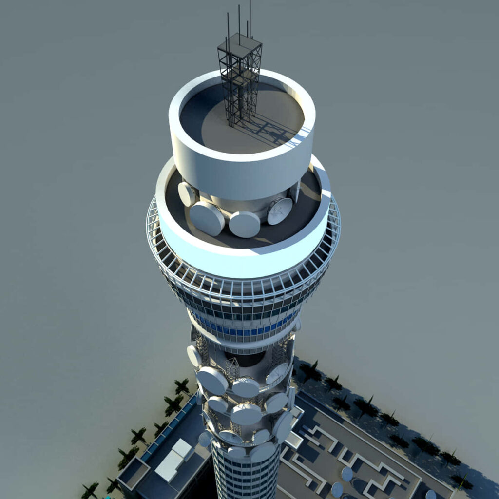 3D BT Tower Wallpaper: Architectural Design Top-Down View