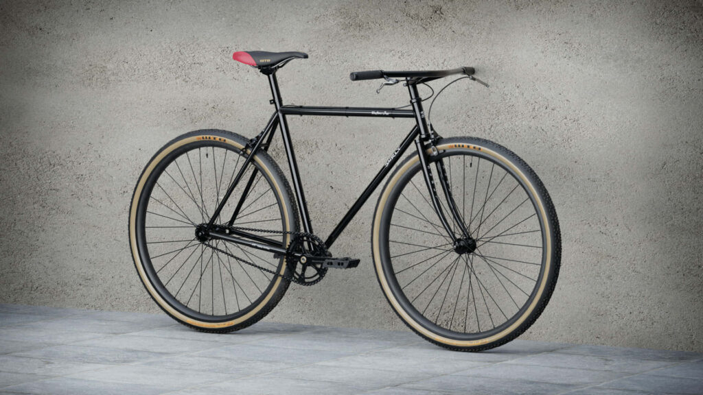 3D Model of Black Surly Steamroller Bicycle on Neutral Background Wallpaper