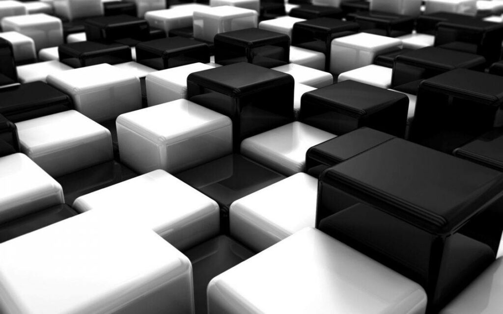 Futuristic 3D Black & White Geometric Wallpaper for Modern Spaces