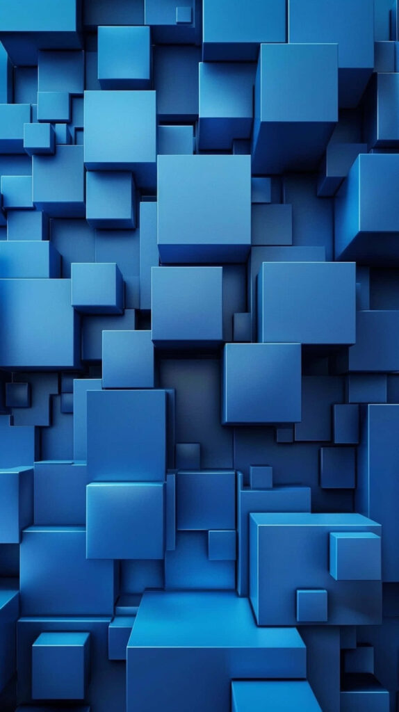 3D Blue Block Abstract Wallpaper - Modern Dynamic Background Design