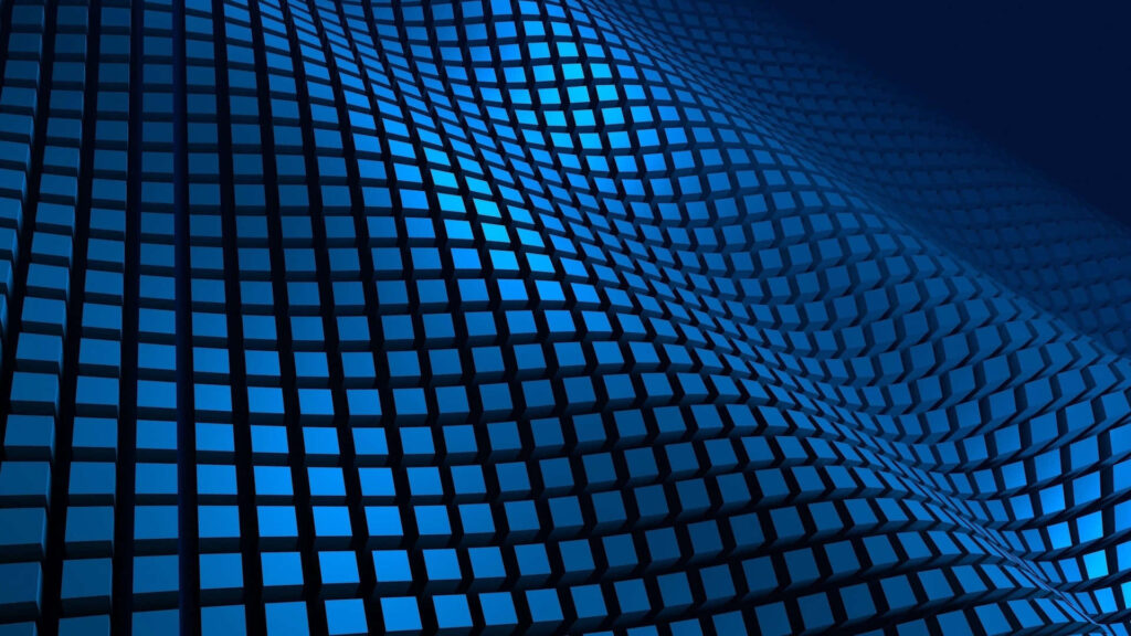 Dynamic Blue 3D Grid Wallpaper - Abstract Wave Design Background