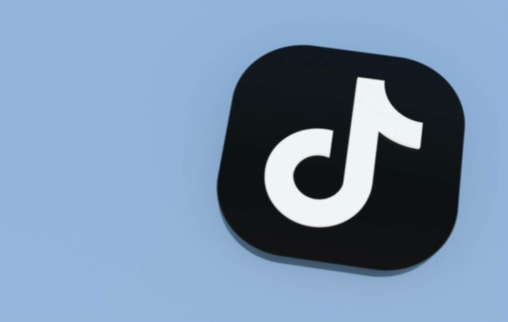 3D TikTok logo in sleek blue on minimalist light blue background social media wallpaper