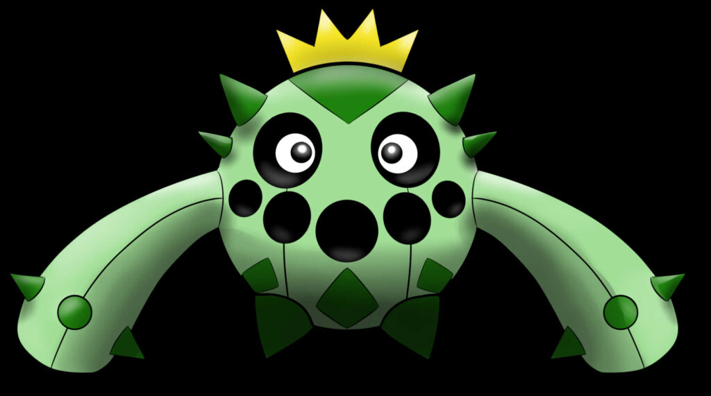 3D Cacnea Wallpaper: Vibrant Cactus Pokémon on Black Background