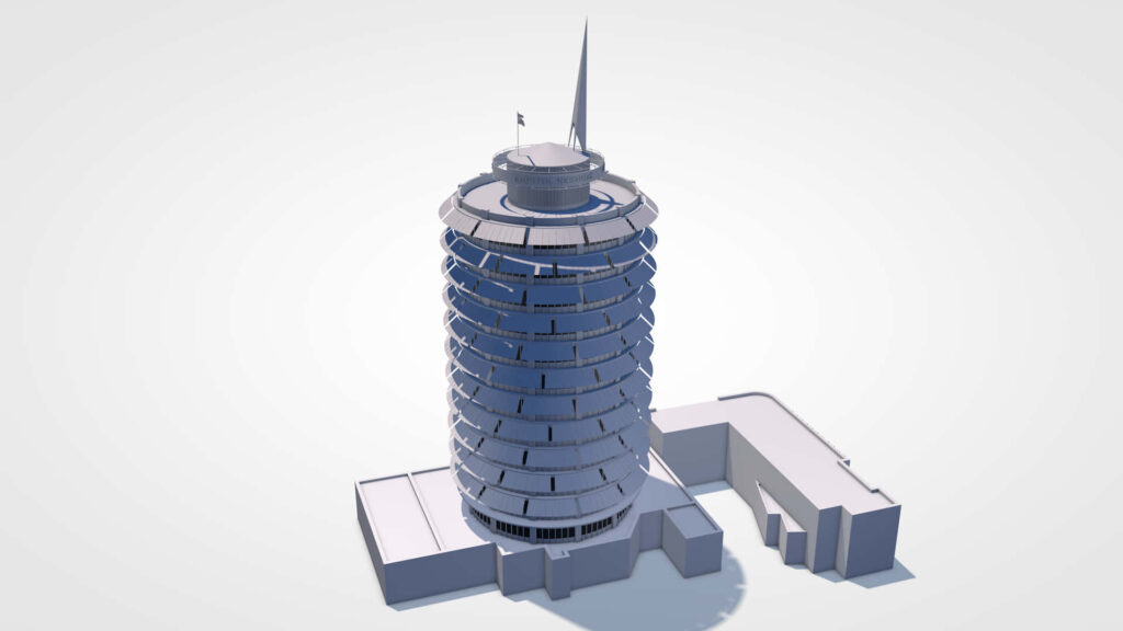 Stunning 3D Wallpaper of Capital Records Building on Light Background
