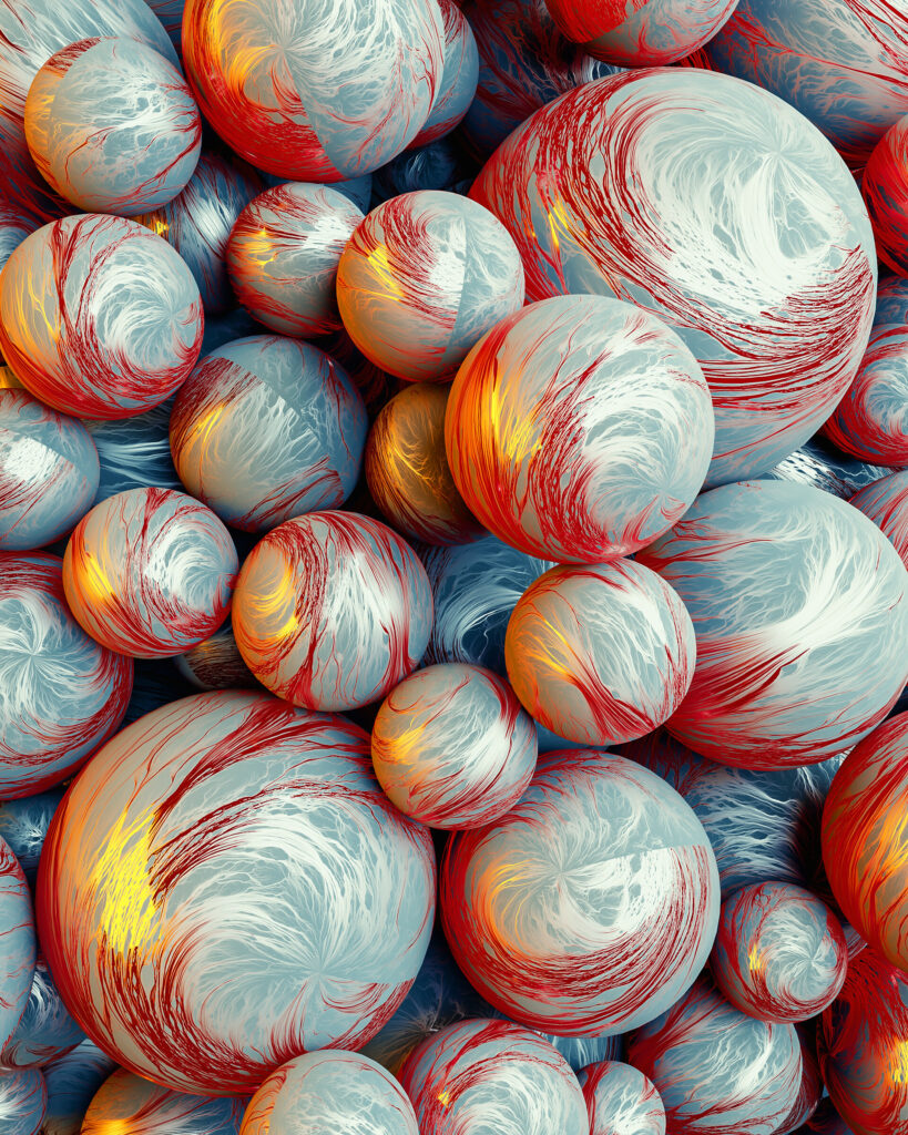 Vibrant 3D Ball Wallpaper with Colorful Swirls - 1920x2400