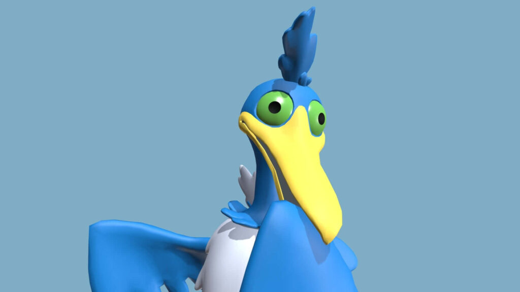 3D Cramorant Wallpaper: Bright Blue Pokémon on Solid Background