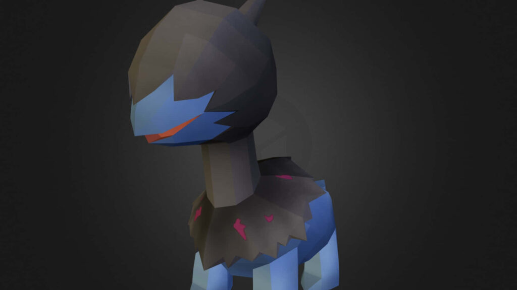 3D Geometric Creature Wallpaper in Blue, Grey, and Red Accents