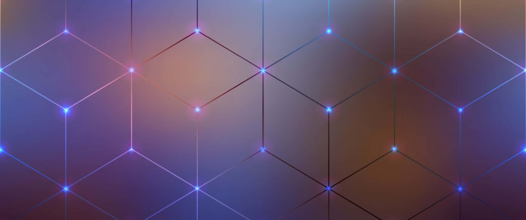 3D Cube Pattern Wallpaper with Glowing Points & Gradient Background