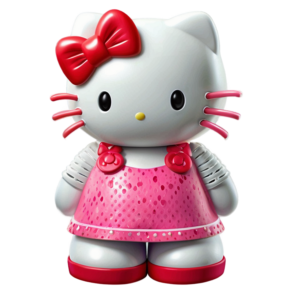Adorable 3D Character in Pink Floral Dress with Red Bow Wallpaper