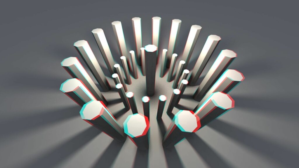 3D Cylindrical Figures Wallpaper: Anaglyph Geometric Design Background