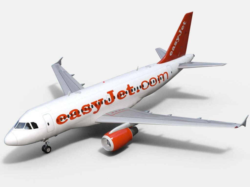 3D EasyJet Aircraft Wallpaper: Orange Branding & Realistic Design