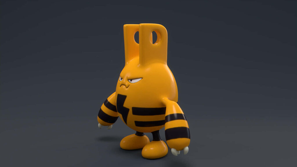 3D Elekid Wallpaper: Confident Pokémon on Minimalist Gradient Background