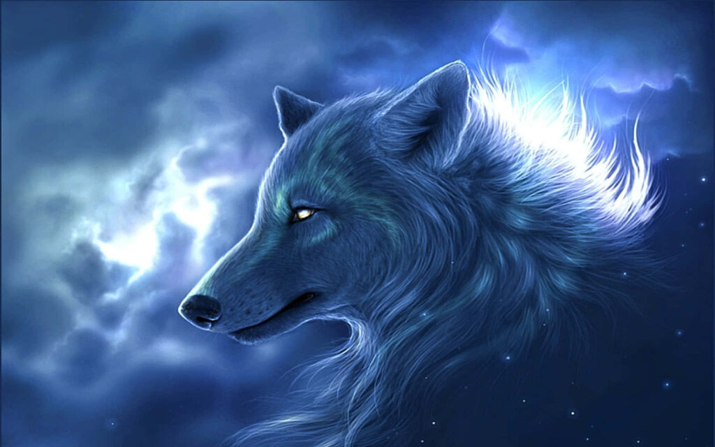 Majestic 3D Wolf Wallpaper: Ethereal Forest Background Art